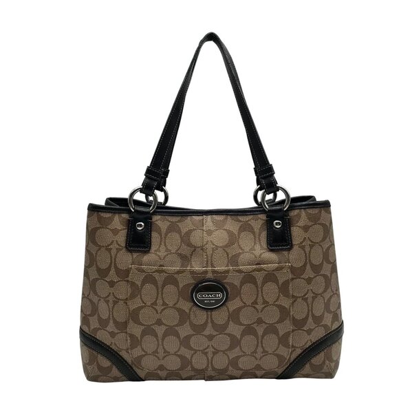 Coach Brown Coated Canvas Heritage Shopper Tote Bag F18923 - Picture 1 of 11